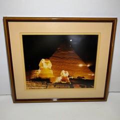 Egypt Pyramid & Sphinx Framed Photograph, Sphinx superimposed on Pyramid 13.5″