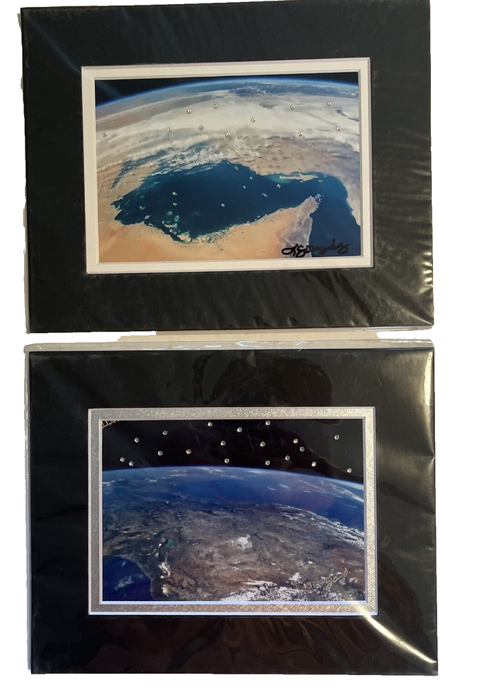 Aerial Earth Images Art Prints Digital Photographic Black Mats Bling Set of 2