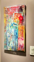 ABSTRACT MIXED MEDIA PAINTING LAYERED ACRYLIC/LUCITE DOUBLE SIDED GRAHAM CALAM