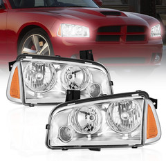 Headlight Assembly Compatible with 2006 2007 2008 2009 2010 Dodge Charger Chrome