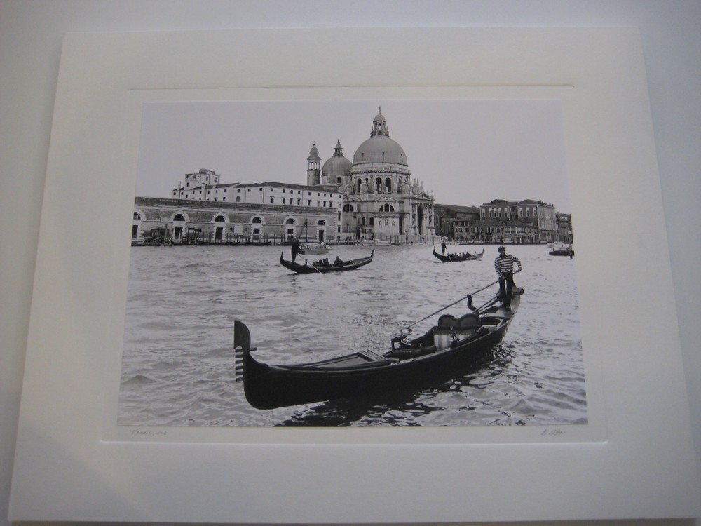 «Venice, 2002» Gondolas on the Grand Canal Photograph, Signed by G. Linja (?)