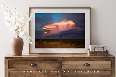 Storm Photography Print – Picture of Thunderstorm at Sunset in Oklahoma