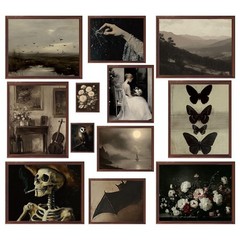 JarThenaAMCS 12 Pcs Halloween Dark Wall Art Prints Dark Academia Decor Gothic…