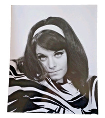 1968 Mounted Photo 16 x 20 Groovy Girl 60s Zebra Stripes Brunette B&W Photo OOAK