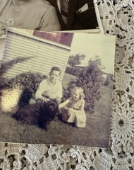 Original Photos Portrait Handsome Soldier WWII Era Family Pet Postcard Vintage