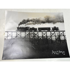 Original JAMES P GALLAGHER Gross Trestle Railroad Gelatin Photo Signed 11×14