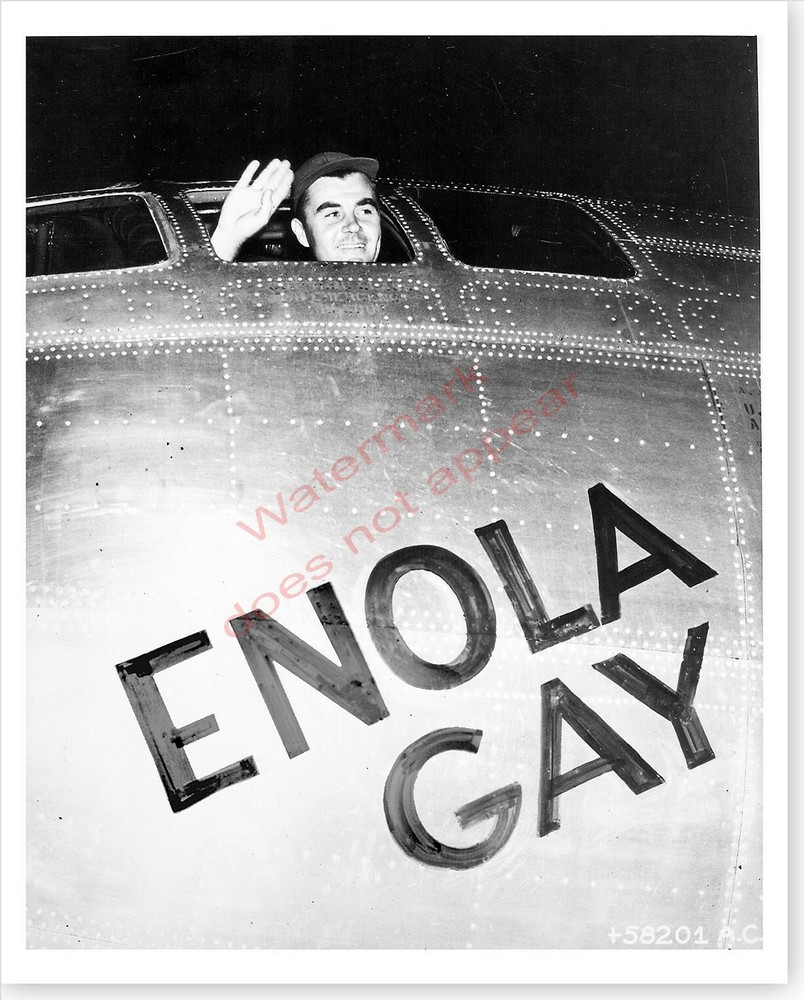 WWII Pilot Paul Tibbets In Cockpit Of B-29 Enola Gay Silver Halide Photo