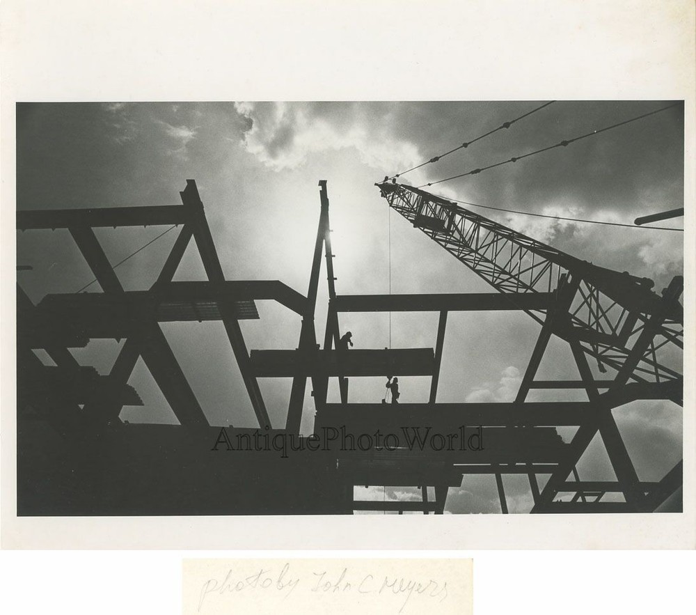 Construction cranes vintage art photo by John C. Meyers