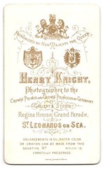Photograph Henry Knight, St Leonards on Sea, Regina House, Grand Parade, Portrait
