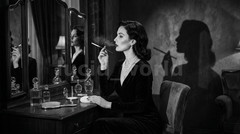 Woman Vanity Mirror Vintage Film Noir Digital Print 1940s Retro Cinema 2 Pack