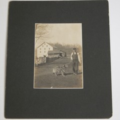 Vtg 1920s 30s B&W Sepia Photograph Farmer w/ Dog American Frontier