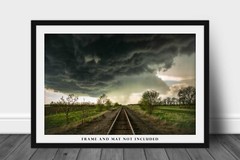 Storm Photography Print: Kansas Train Tracks Thunderstorm Railroad Photo