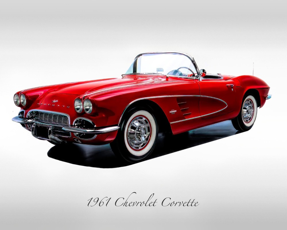 Classic Car – 1961 Chevy Corvette in Roman Red – Muscle Car – Print