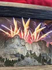 4th Of July Framed Art Photo Beautiful Mt. Rushmore With Fireworks 5X7 Festival