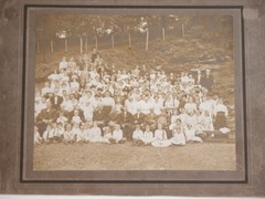 Vtg c.1890s Photograph Huge Family Generations Sepia B&W Portrait