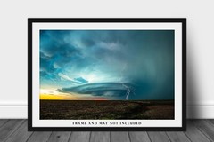 Supercell Thunderstorm Lightning Storm Kansas Weather Photography Print
