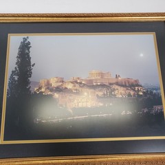 Vintage Athens Greece Acropolis Night Photo Print Framed Wall Art 25.5×19.5