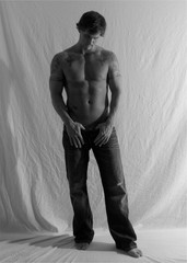 Nude male art model photographs, four 4×6″ prints