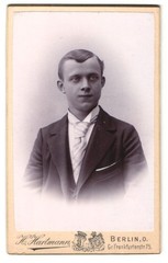 Photograph H. Hartmann, Berlin, size Frankfurterstr. 75, Portrait of a Young Ma