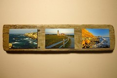 Driftwood Mounted Seascape – Point Arena, Highland and Montauk Point Lighthouses