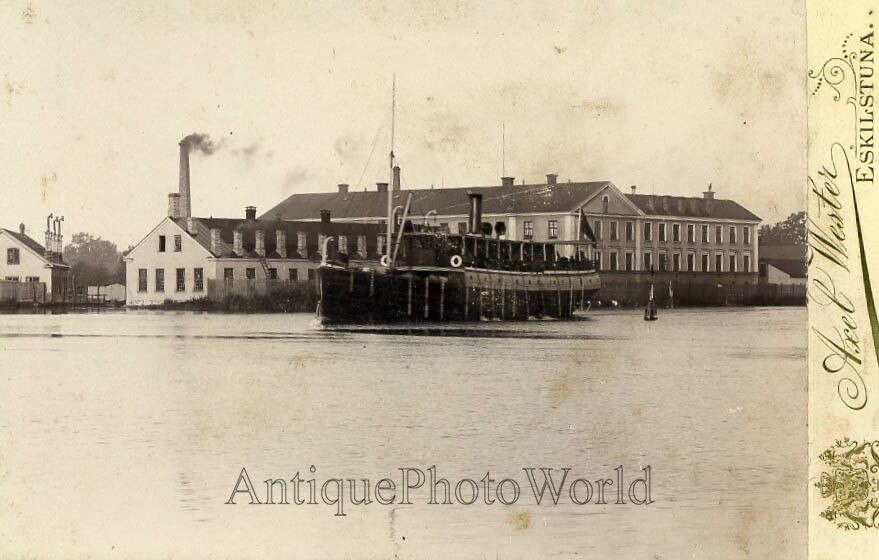Sweden barge ferry boat antique photo
