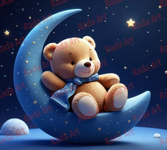 Digital Picture Image Art Ai Photo Wallpaper Background Desktop Teddy Bear Moon