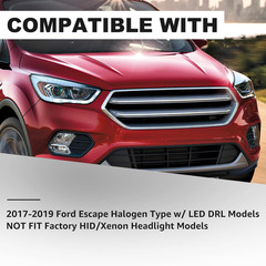 For 2017 2018 2019 Ford Escape Halogen Type Headlight Assembly W/Led DRL Project