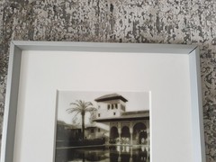 Old photo, Ville with palm tree, in aluminium frame silver matte 30×30 cm 16×16 cm