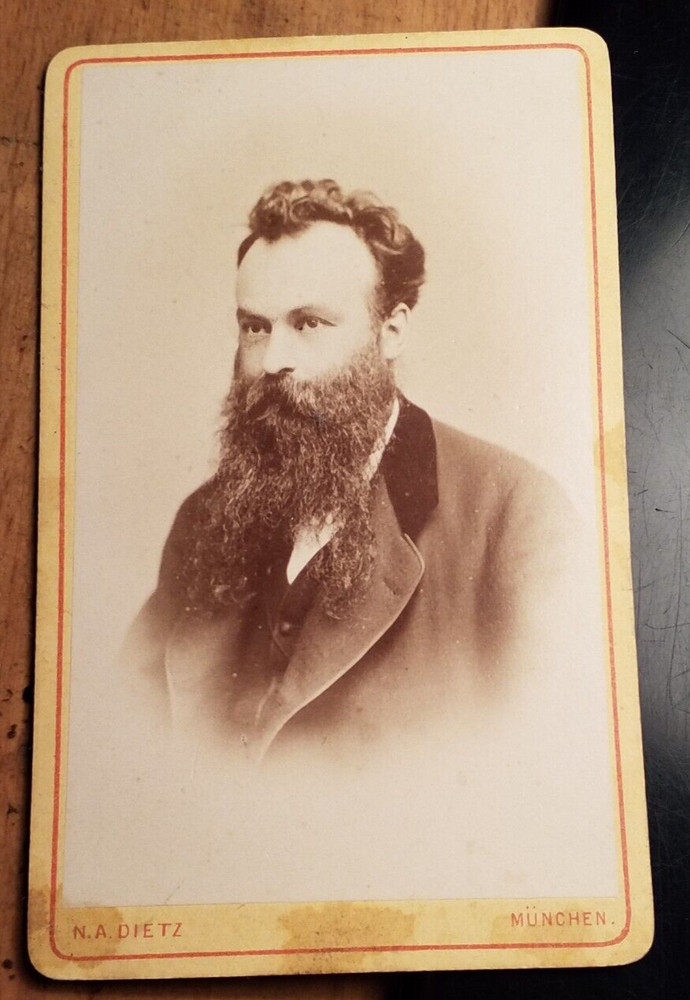 Man with Beard Portrait circa 1870s / CDV N. A. Dietz Munich