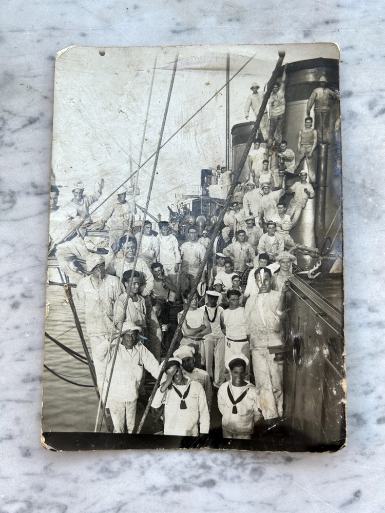 Old Photo Postcard Sailors Ships Gaeta 1927