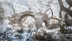 Vytina, old stone bridge in infrared