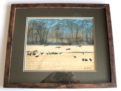 Sandhill Cranes Signed Photograph by John Savage Dbl Matted 16×20 Frame