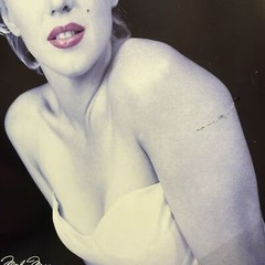 Marilyn Monroe Red Lips by Milton Greene on wood 19 x 15 EUC black & white w red