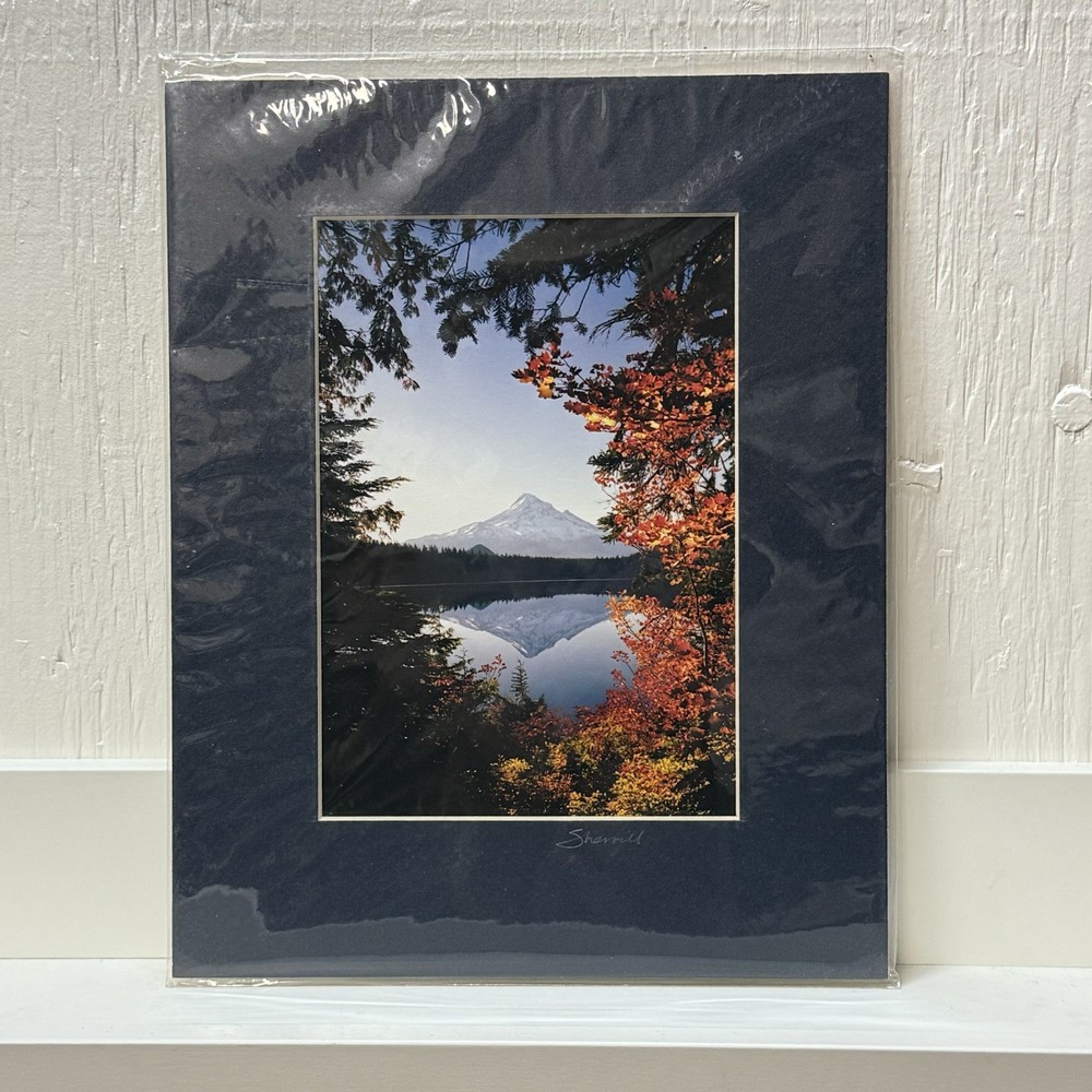 Sherrill SIGNED Matted Photo 8×10 Mt Hood Lost Lake Autumn Reflection Vertical