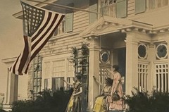 Fred Thompson Hand Colored Photo «Soldier’s Farewell» Women And American Flag