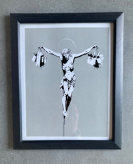 BANKSY 2004 Jesus Christ Framed Wall Art 8×10 Print Photograph Graffiti Street