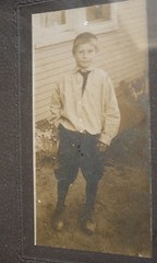 MINIATURE ANTIQUE OLD PHOTOGRAPH VINTAGE FRAME COLORADO SPRINGS LABEL YOUNG BOY