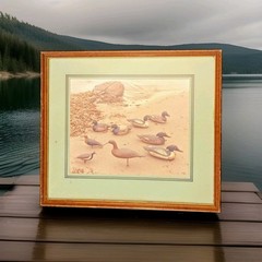 Frank Klay Sepia Photograph Signed «Mason’s» Decoys, Shorebirds 29½» x 26″ LARGE