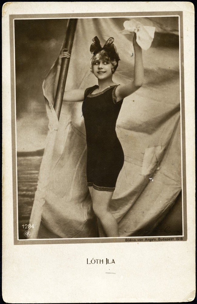 LÓTH Ila, amazing actress in swimsuit, by ANGELO Budapest, Vintage fine art RPPC