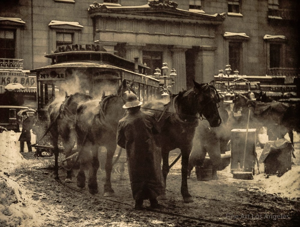 Alfred Stieglitz Photo «The Terminal» 1893, trolley, horses