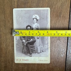 Antique Studio Portrait Man & Woman by W. U. Trimble Bonham Texas Cabinet Card