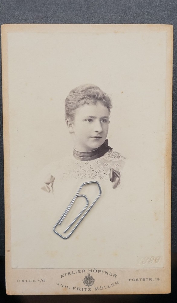 Photo CDV KAB portrait businesswoman Halle Saale 1896 young youth name model picture