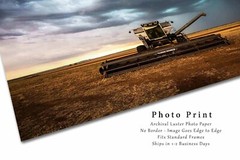 Combine Swather Photography Print: Oklahoma Storm Farm Country Agriculture Photo