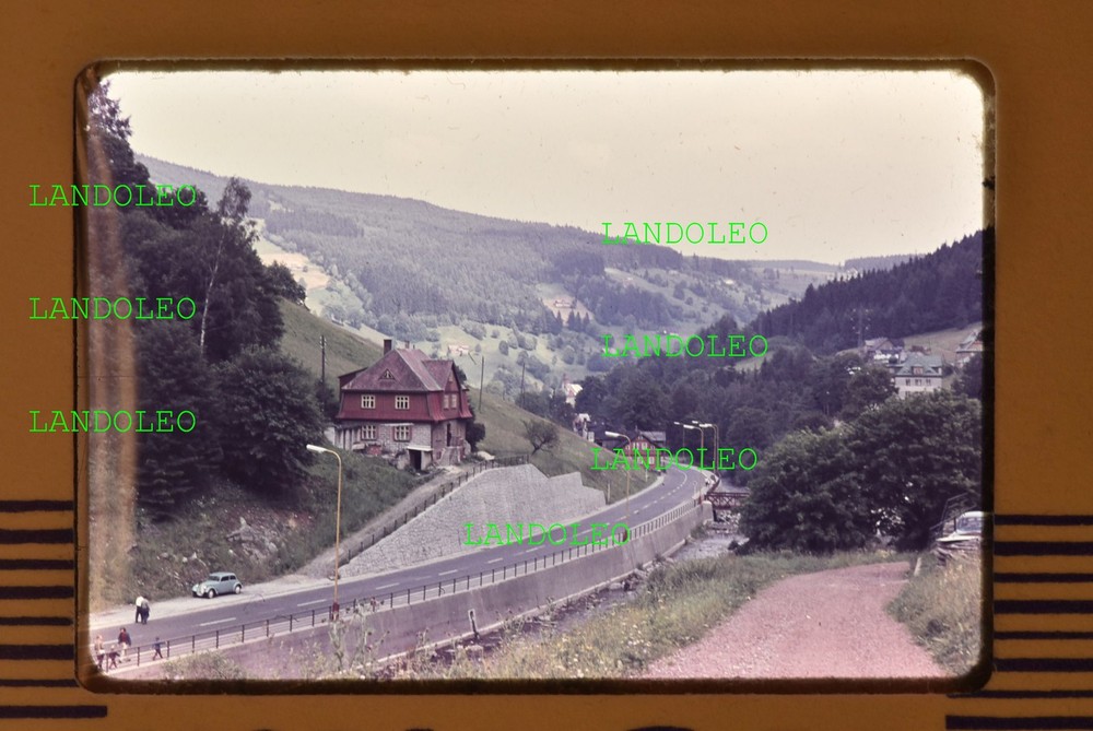 Slide Landscape Valley Village Road in Czech Republic 1970s