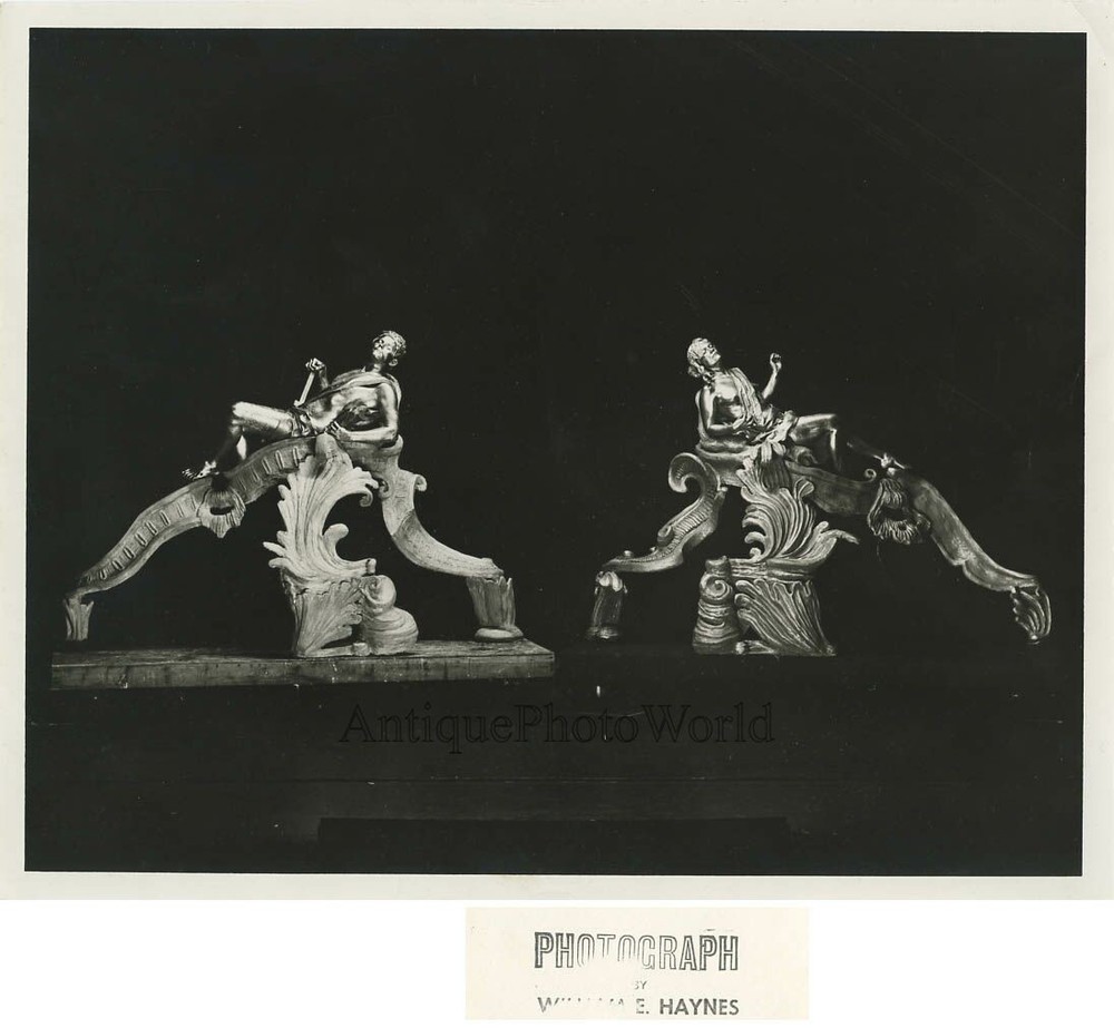 Nude couple as decorative sculptures rare vintage photo