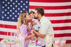 Couple Love baby birthday Art Digital Download | Romantic family back USA Flag