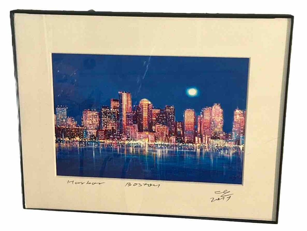 2017 Signed Fei Yang Boston Harbor Photo Photograph (5.5×7.25) 8”T 10”W Matted