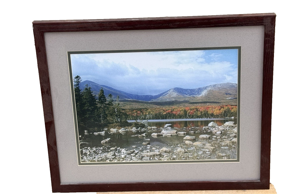 Mount Katahdin Maine Fall Framed Photo 20×16 Baxter State Park Sandy Stream Park