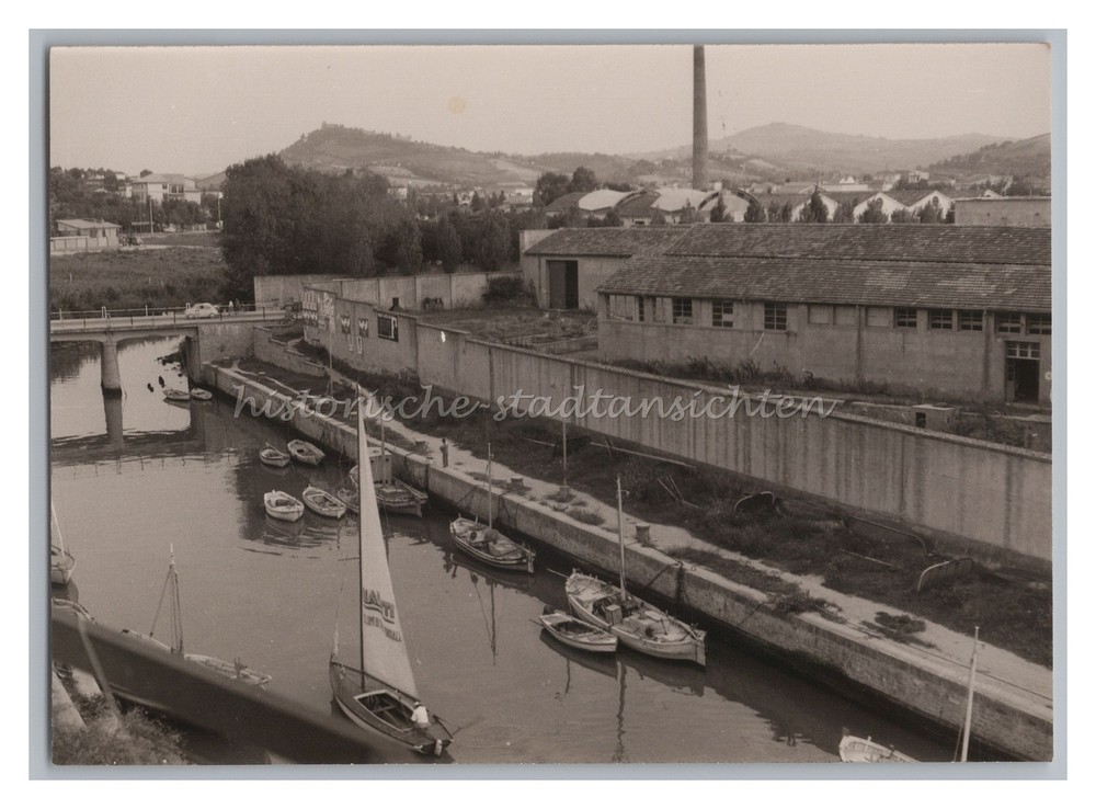 Gabicce Mare Italy Adriatic 1961 – Canal Industrial Sailboats – Vintage Photo 1960s
