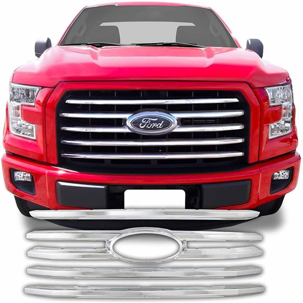 Fits 2015 Ford F150 Xlt-Chrome Grille Overlay